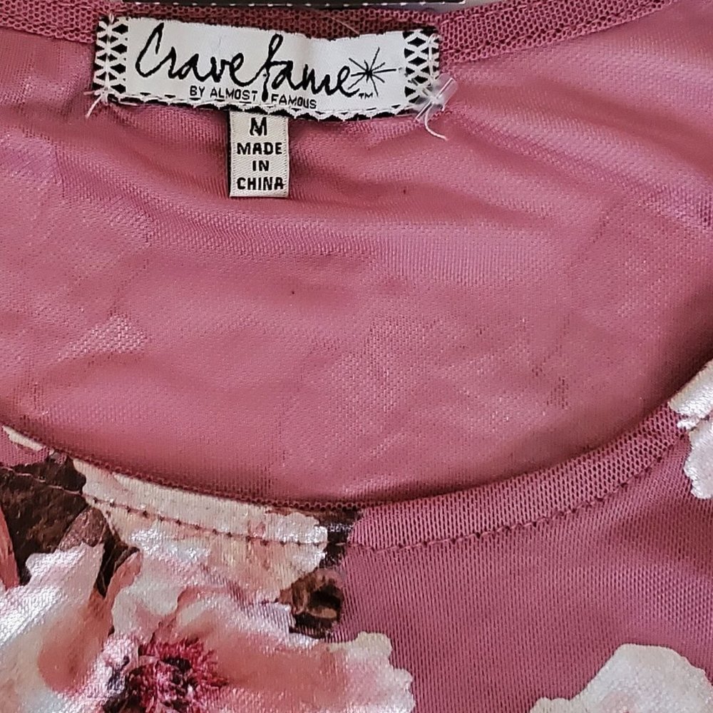Crave Fame By Almost Famous Women's Earthy Rose Combo Blouse Set Size Medium NWT - Picture 8 of 12